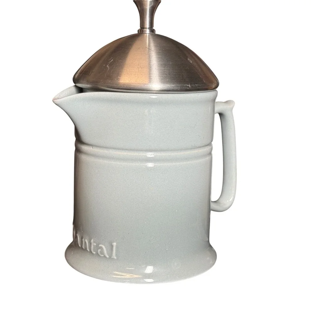Chantal Ceramic French Press 16oz Light‎ Blue Stoneware Coffee Maker 92-FP16